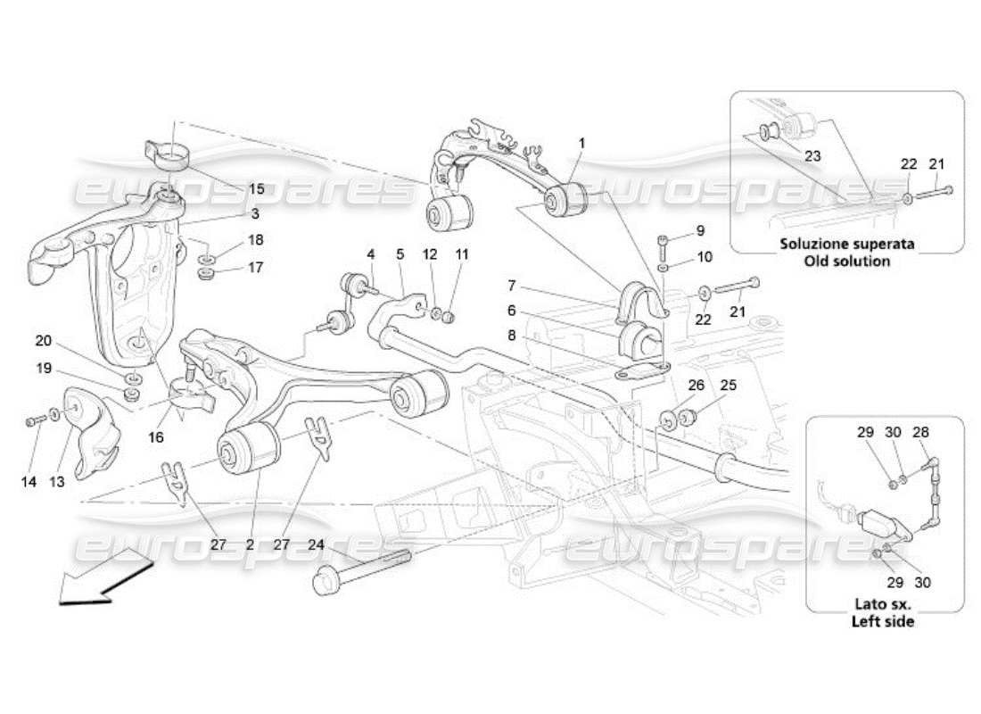 maserati qtp. (2005) 4.2 vorderradaufhängung teilediagramm