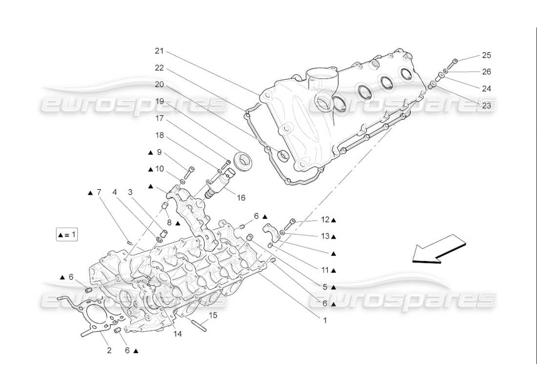 maserati qtp. (2009) 4.7 auto teilediagramm für linken zylinderkopf