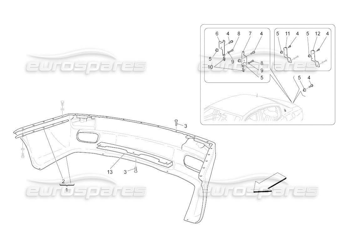 maserati qtp. (2011) 4.7 auto hintere stoßstange teilediagramm