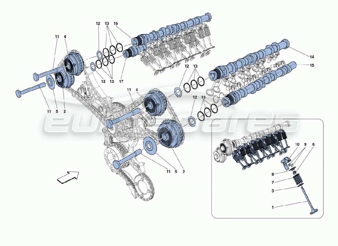 ferrari 488 challenge nockenwellen-teilediagramm