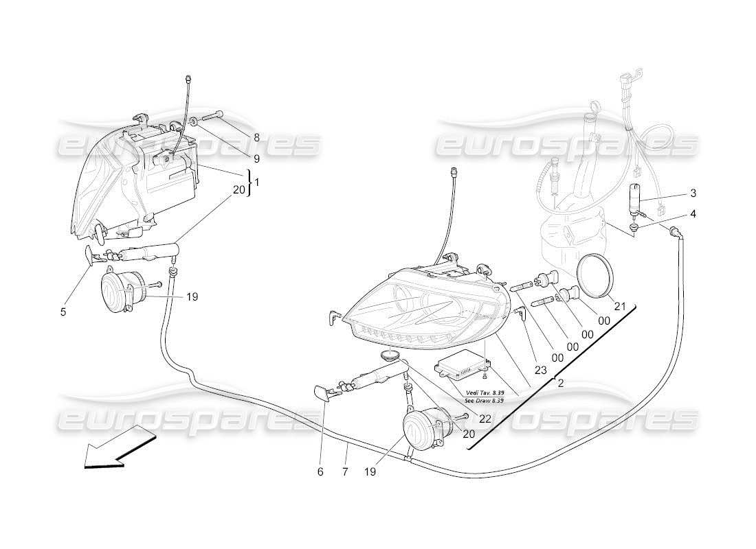 maserati qtp. (2011) 4.7 auto scheinwerfergruppe ersatzteildiagramm