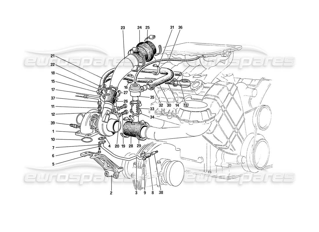 ferrari 208 turbo (1989) turbo - ladesystem teilediagramm