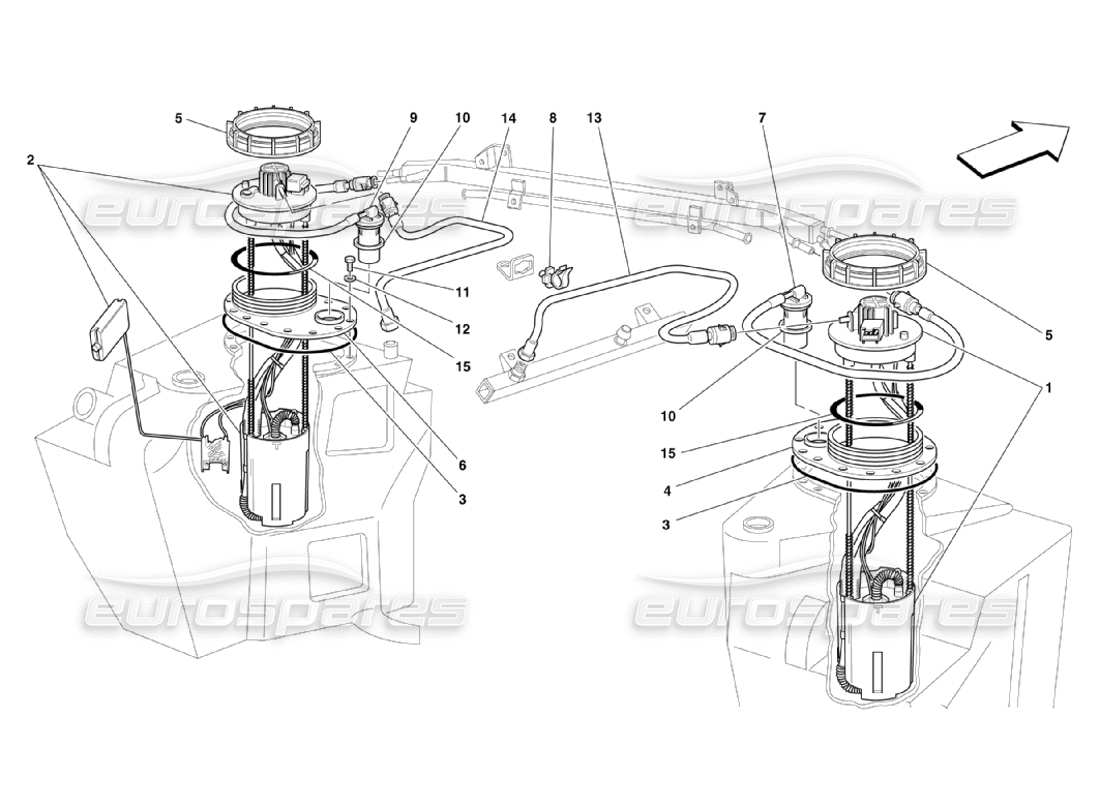 ferrari 360 challenge stradale kraftstoffpumpen und -leitungen teilediagramm