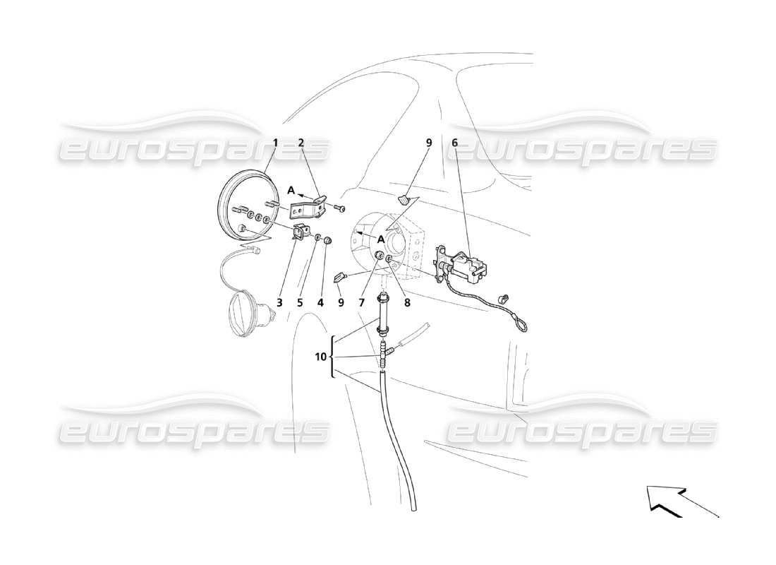 maserati qtp. (2003) 4.2 tankklappe und bedienelemente teilediagramm