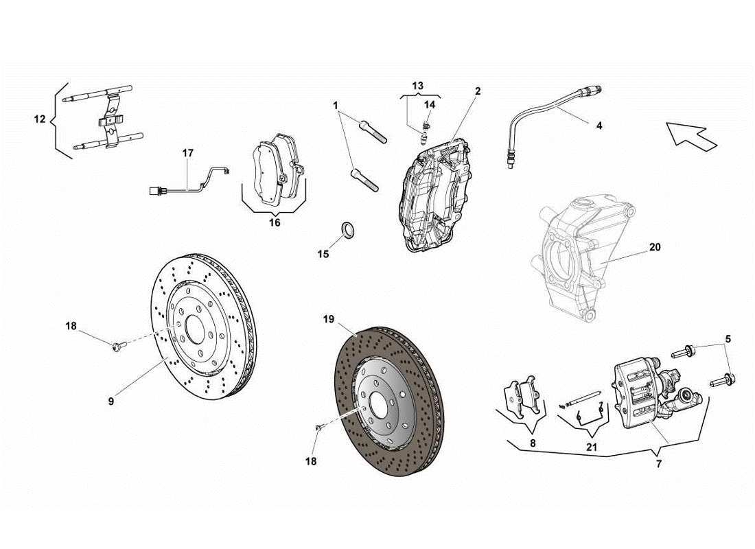 lamborghini gallardo lp570-4s perform bremsen hinten scheiben std-ccb teilediagramm