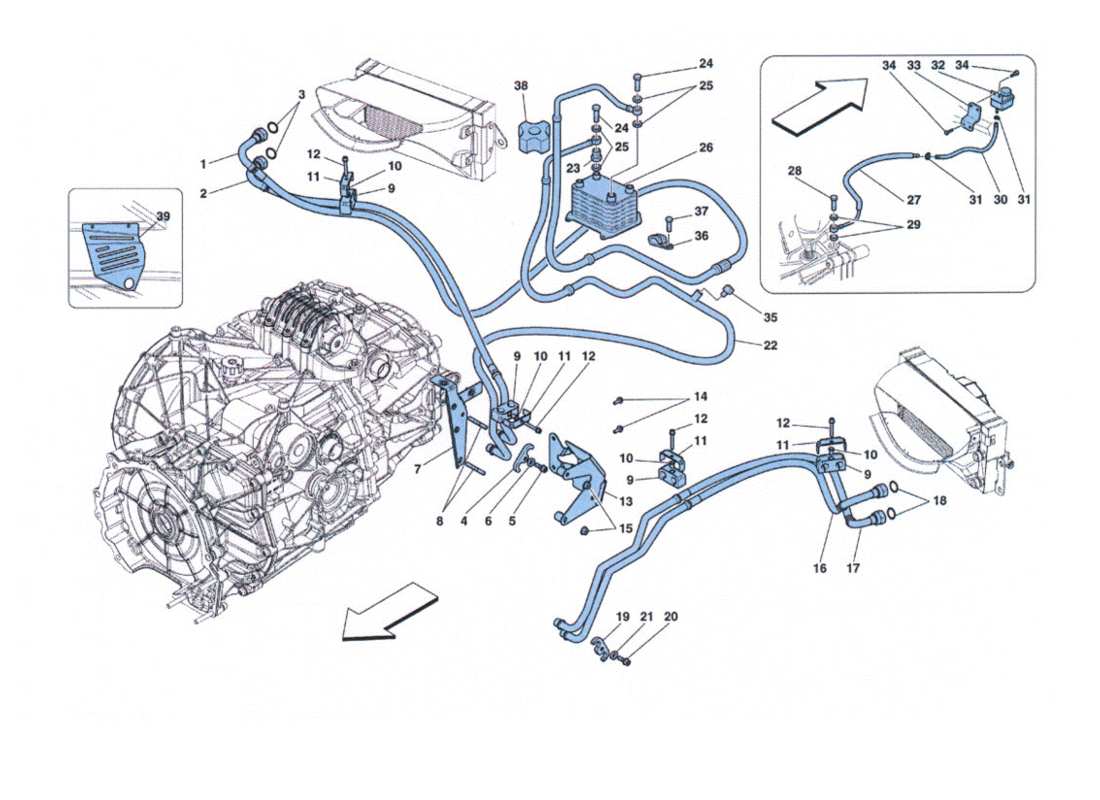 ferrari 458 challenge getriebeölschmierung und -kühlung teilediagramm