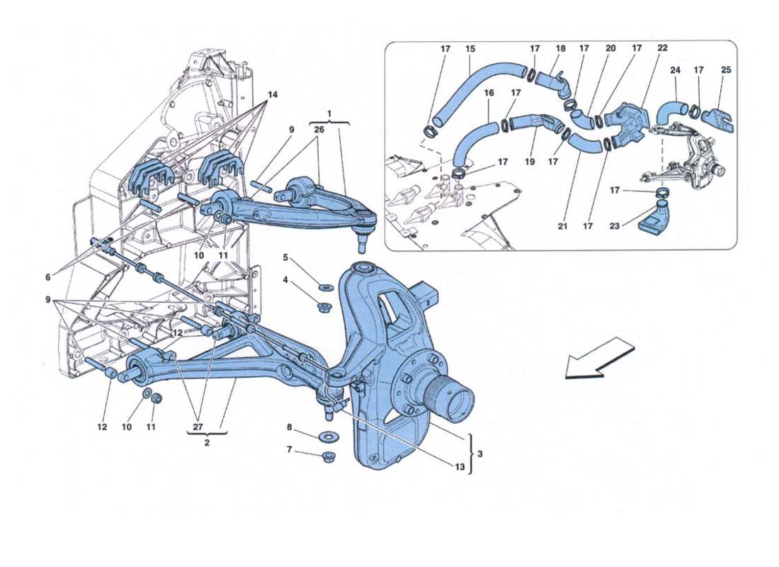 ferrari 458 challenge sospensione anteriore - leve teilediagramm