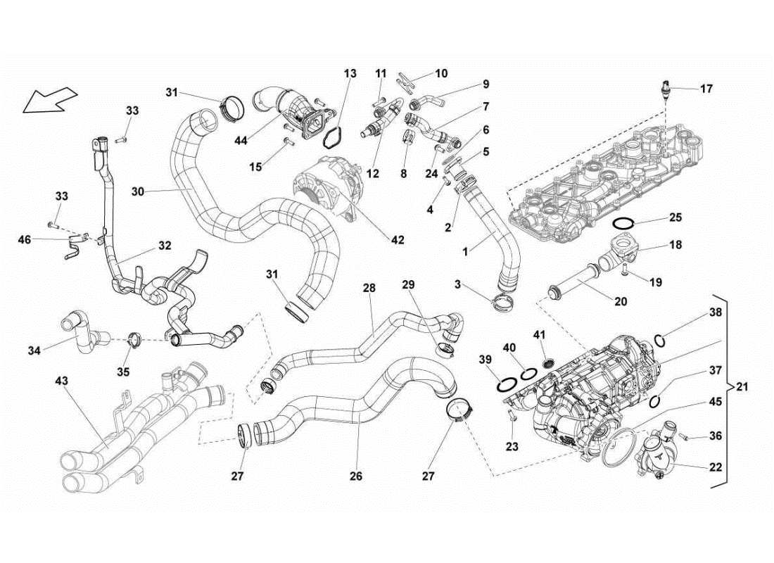 lamborghini gallardo sts ii sc teilediagramm des wasserkühlsystems