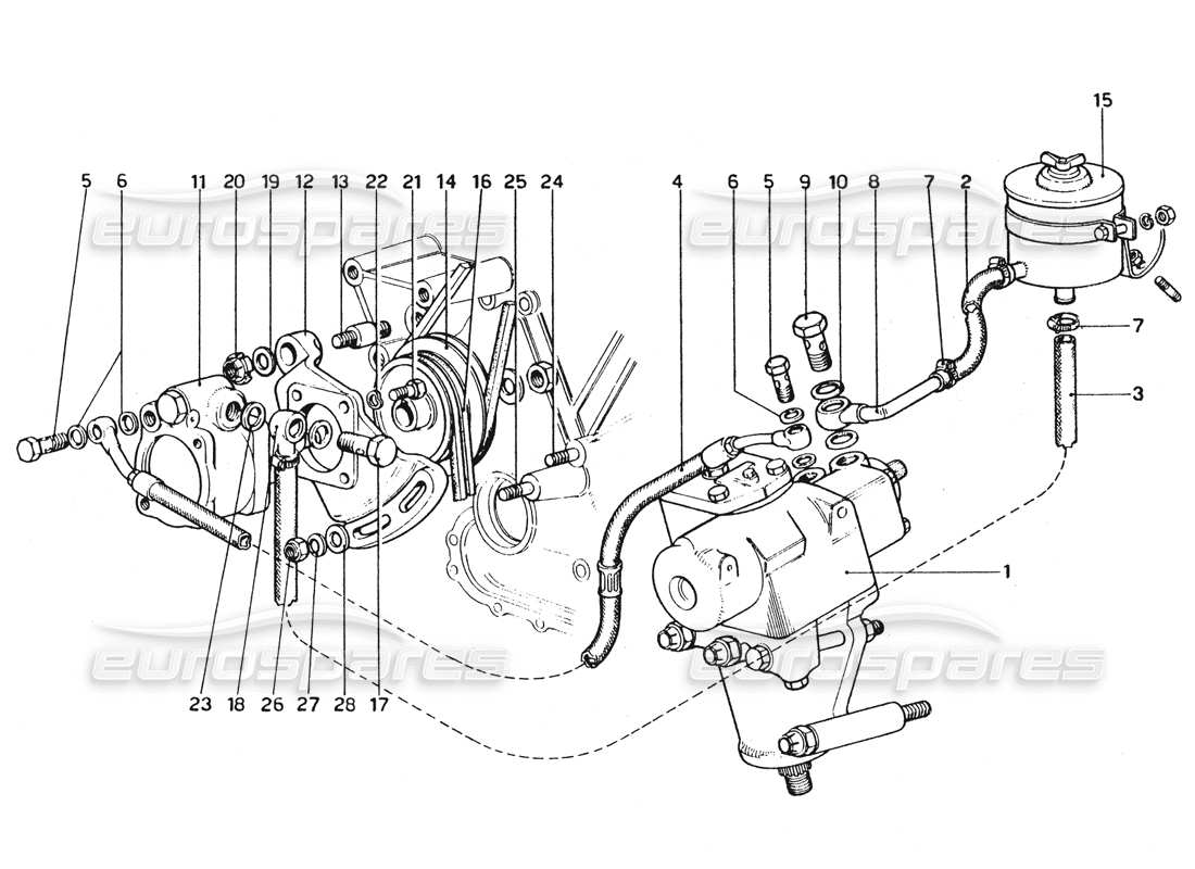 ferrari 365 gtc4 (mechanical) lenkgetriebe und pumpe teilediagramm