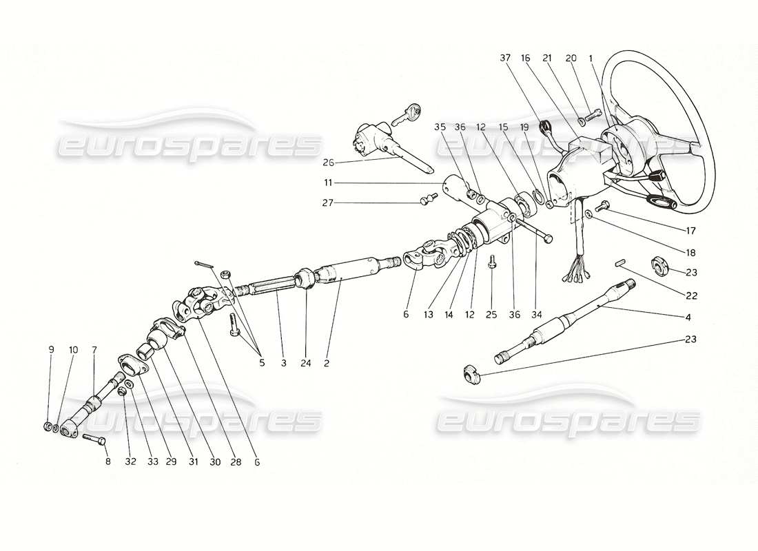 ferrari 308 gt4 dino (1976) lenksäule teilediagramm