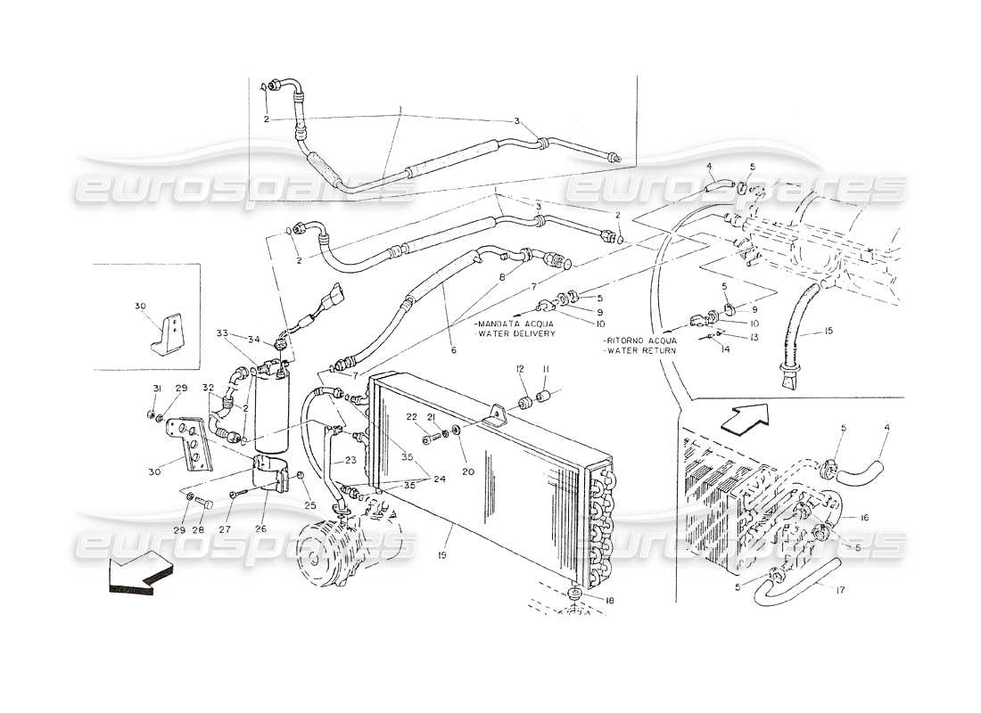 maserati shamal teilediagramm der klimaanlage (linkslenkung).