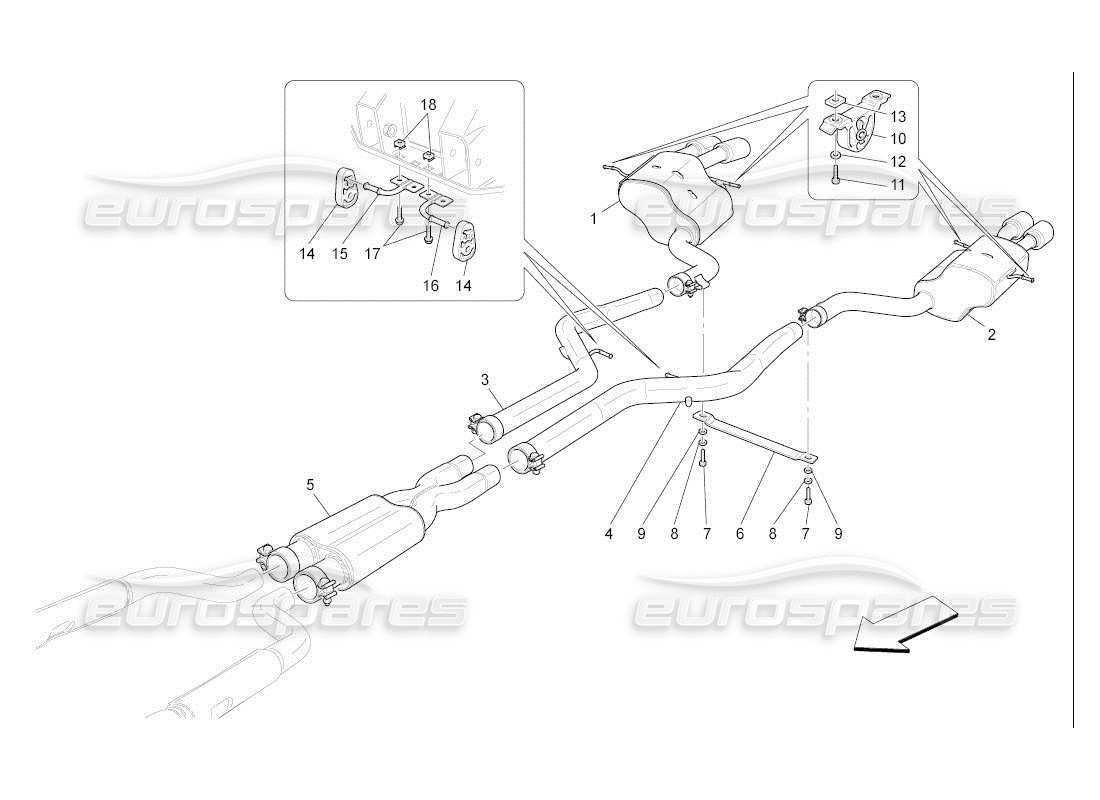 maserati qtp. (2007) 4.2 auto schalldämpfer teilediagramm