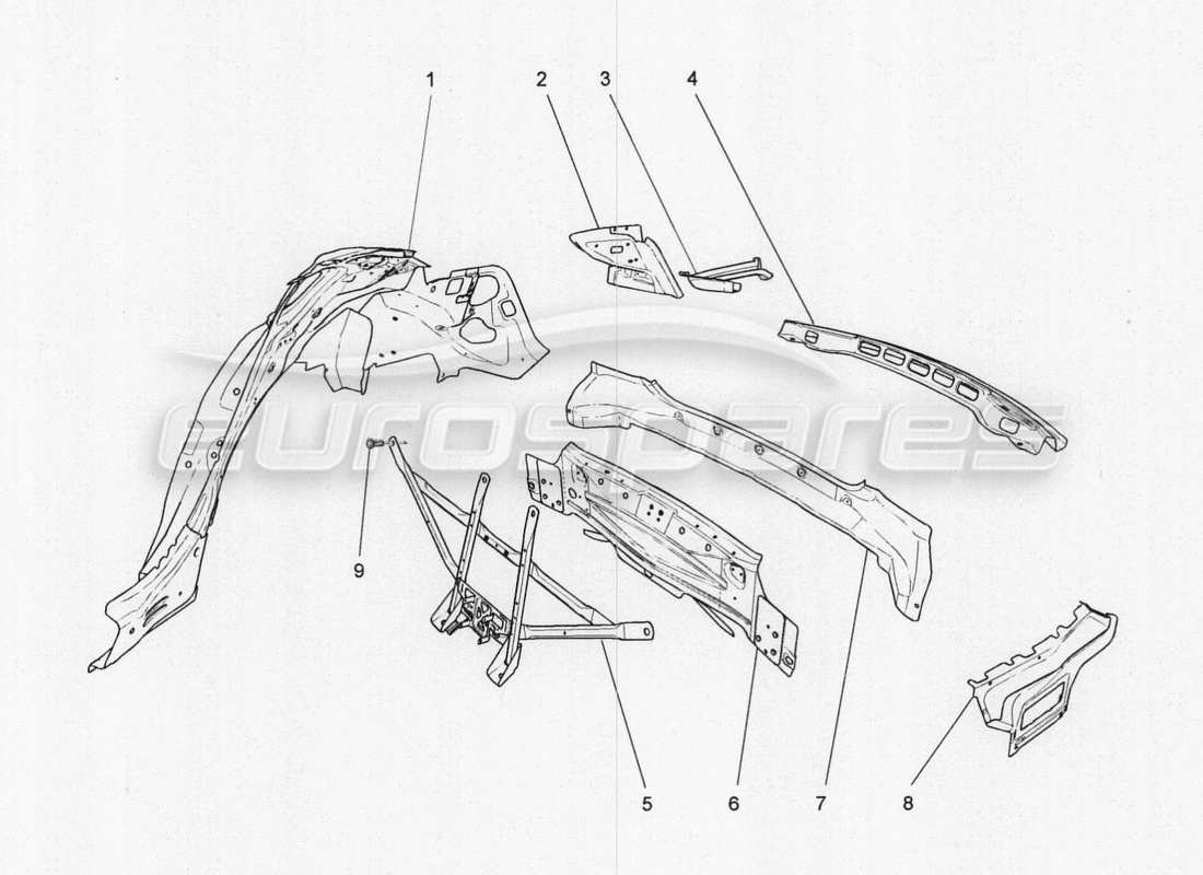 maserati qtp. v8 3.8 530bhp 2014 auto karosserie und hintere aussenverkleidung teilediagramm