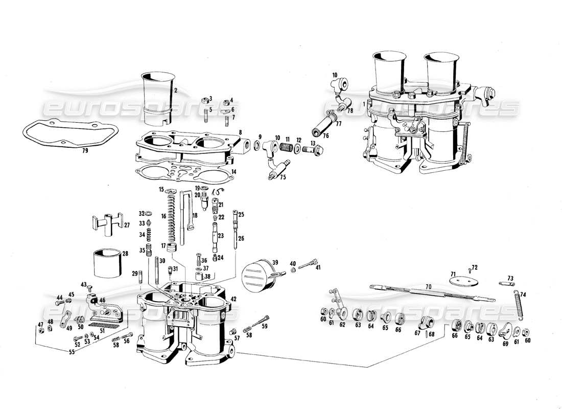 maserati qtp.v8 4.7 (s1 & s2) 1967 vergaser teilediagramm