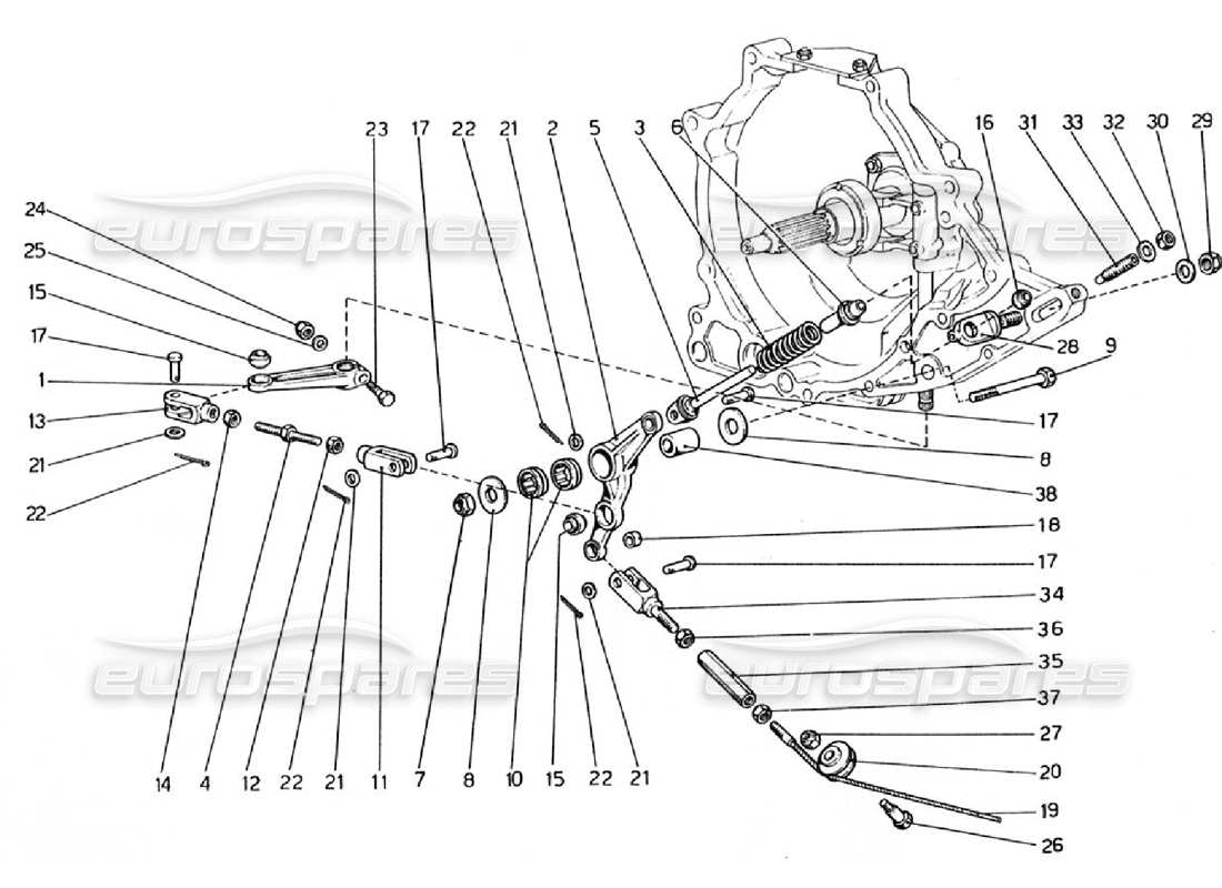 ferrari 308 gtb (1976) teilediagramm der kupplungsbetätigungssteuerung