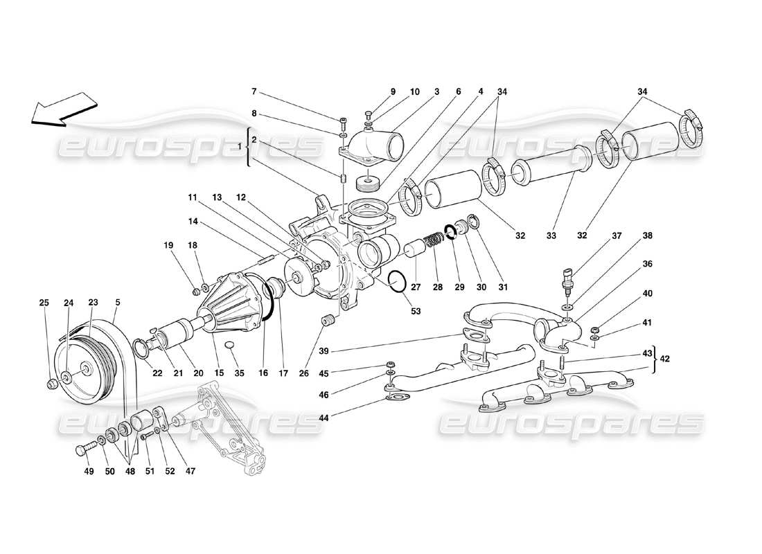 ferrari 360 challenge (2000) wasserpumpe teilediagramm