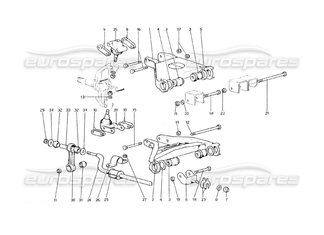 ferrari 308 gt4 dino (1979) vorderradaufhängung - querlenker-teilediagramm