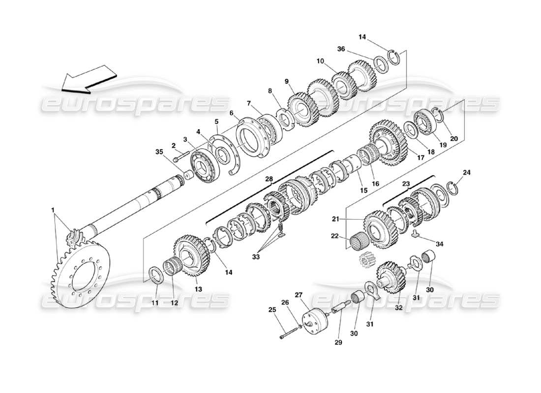 ferrari 360 challenge stradale teilediagramm für vorgelegewellenräder