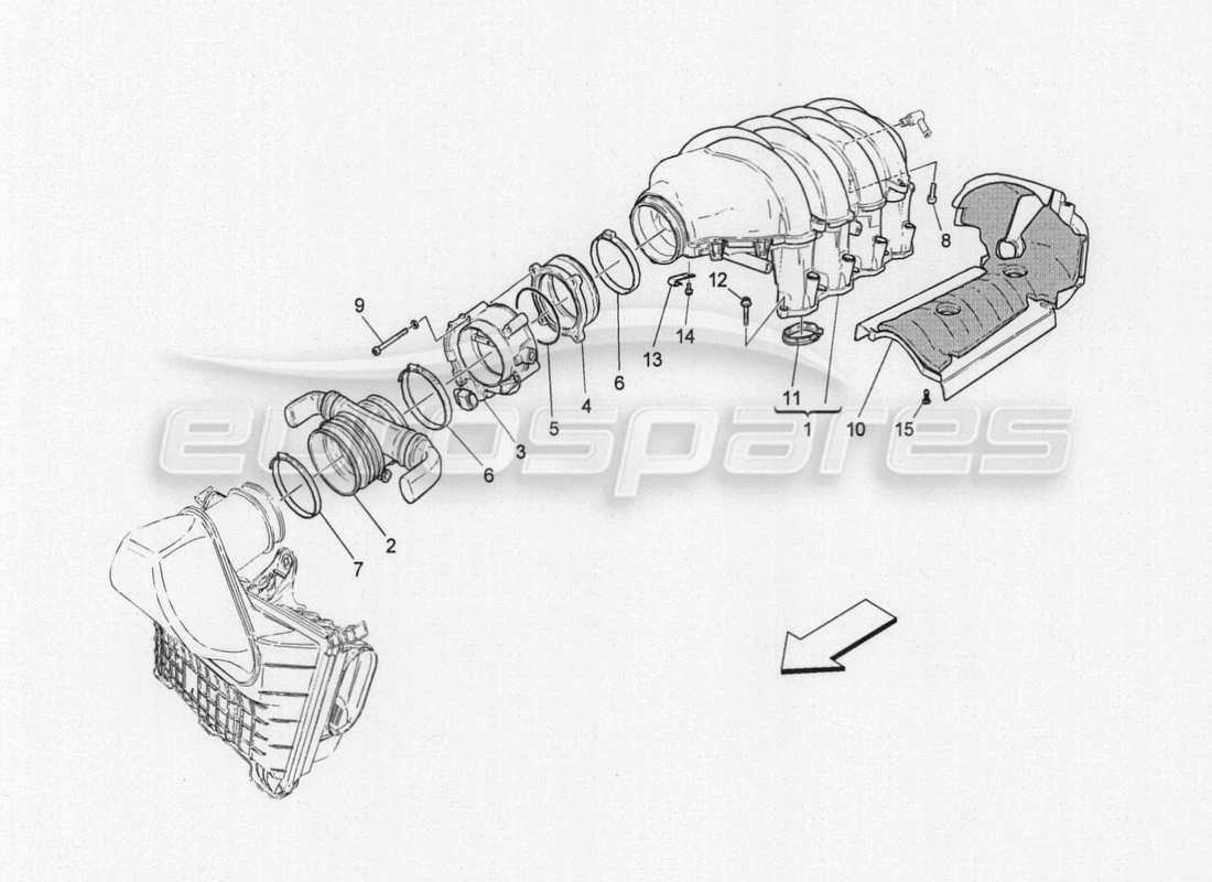 maserati granturismo special edition ansaugkrümmer und drosselklappengehäuse teilediagramm