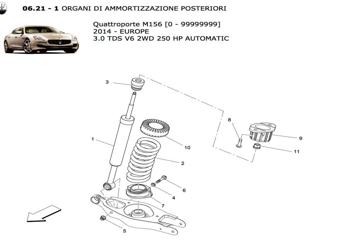 maserati qtp. v6 3.0 tds 250bhp 2014 hintere stossdämpfergeräte teilediagramm