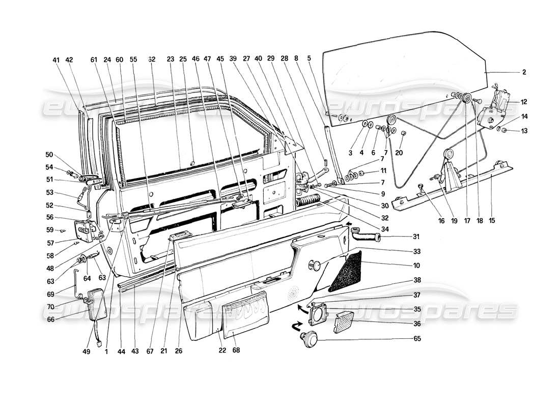 ferrari mondial 8 (1981) doors-ersatzteildiagramm