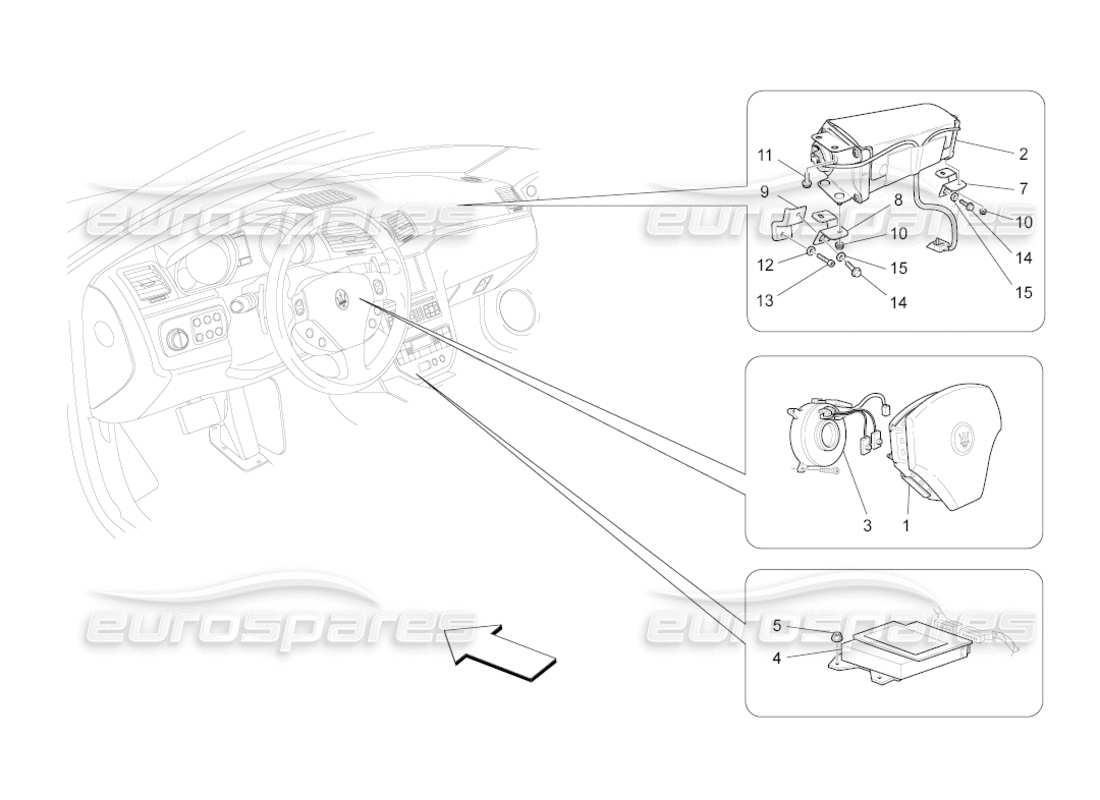 maserati grancabrio (2010) 4.7 front-airbag-system teilediagramm