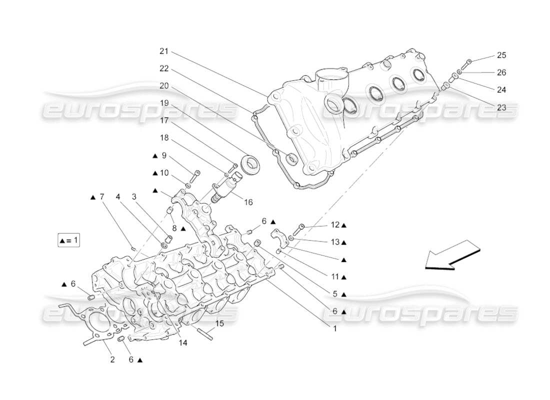 maserati grancabrio (2010) 4.7 teilediagramm für linken zylinderkopf