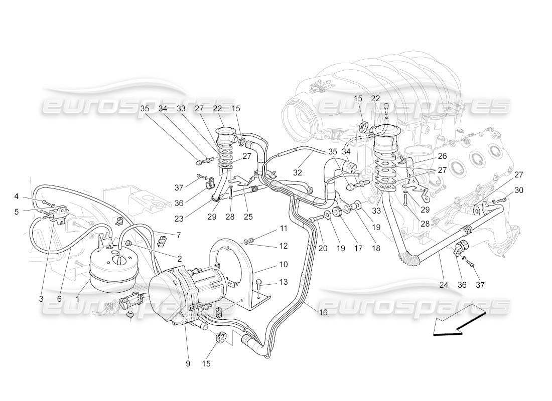 maserati qtp. (2011) 4.7 auto zusatzluftsystem teilediagramm