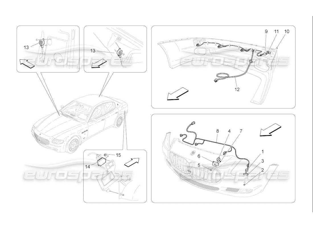 maserati qtp. (2009) 4.7 auto parksensoren teilediagramm