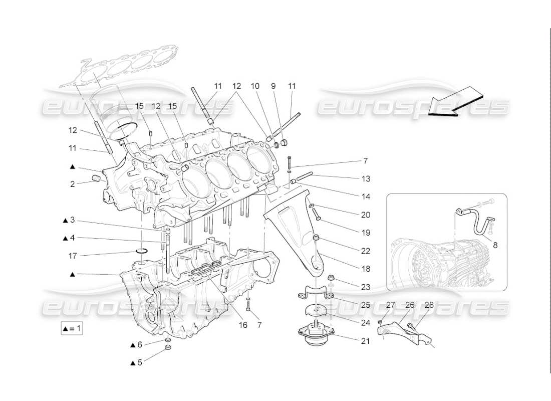 maserati qtp. (2009) 4.7 auto kurbelgehäuse-teilediagramm