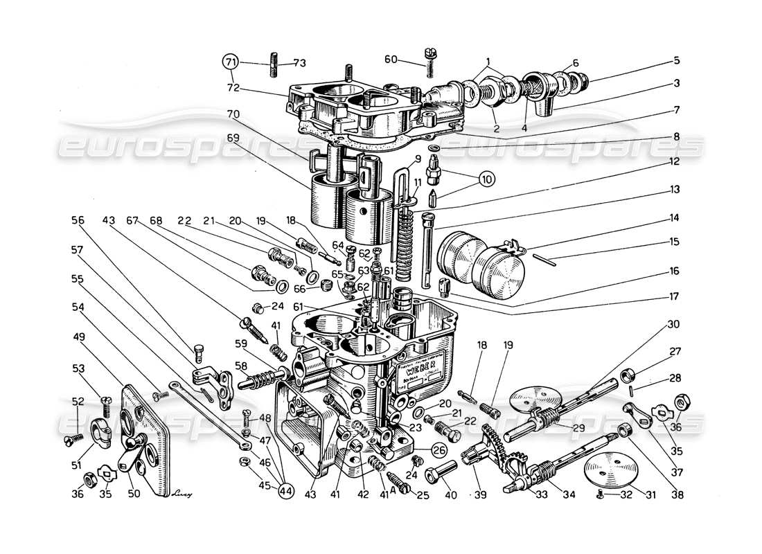 ferrari 275 gtb/gts 2 cam vergaser weber 40 dcz-6 teilediagramm