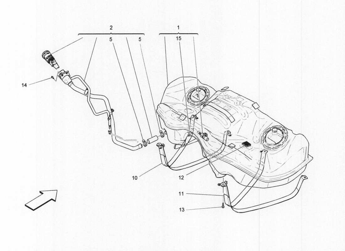 maserati qtp. v6 3.0 bt 410bhp 2wd 2017 kraftstofftank teilediagramm
