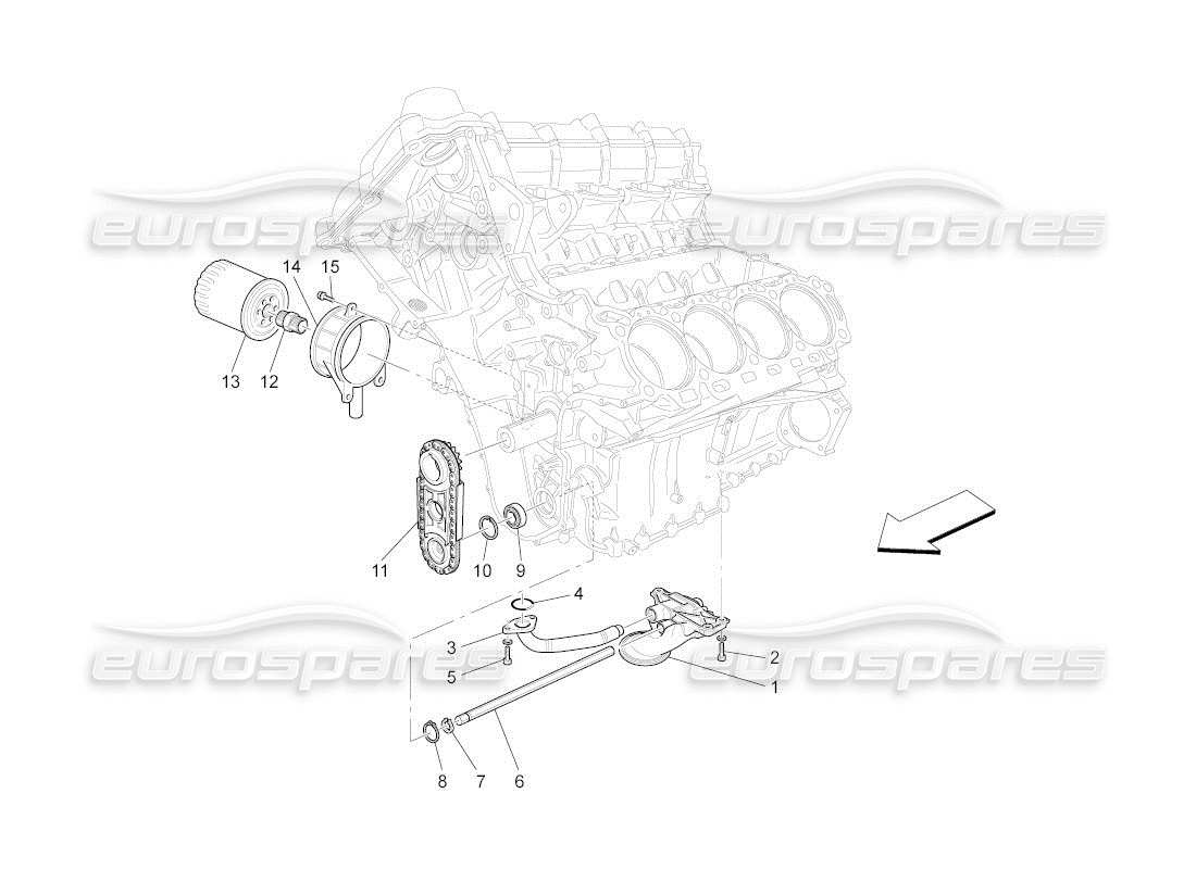 maserati qtp. (2011) 4.7 auto schmiersystem: pumpe und filter teilediagramm