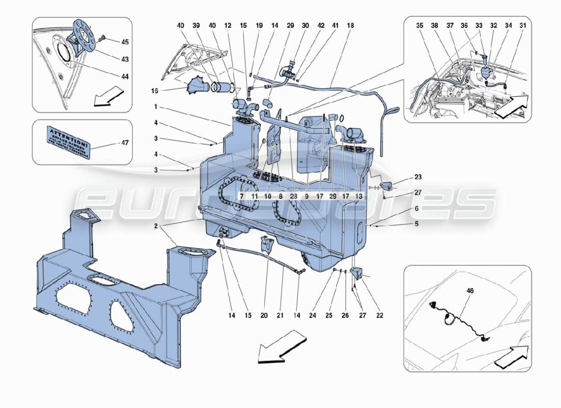 ferrari 488 challenge teilediagramm für kraftstoffleitungen