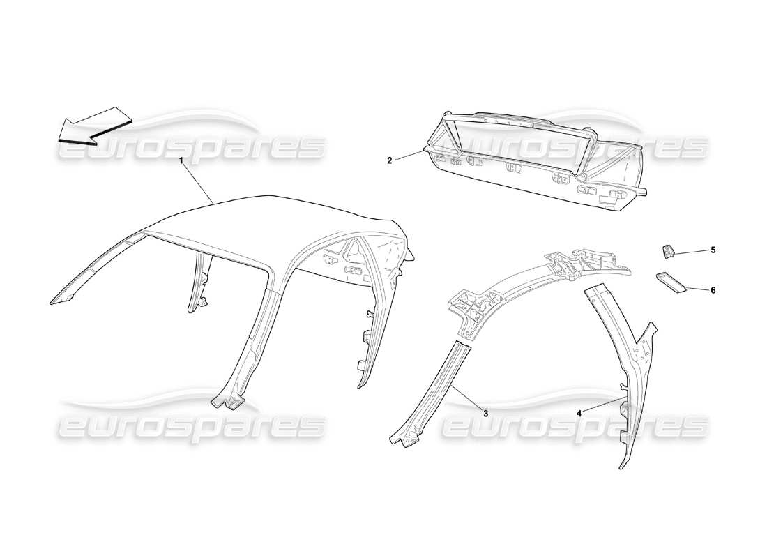 ferrari 360 challenge (2000) dach - struktur teilediagramm
