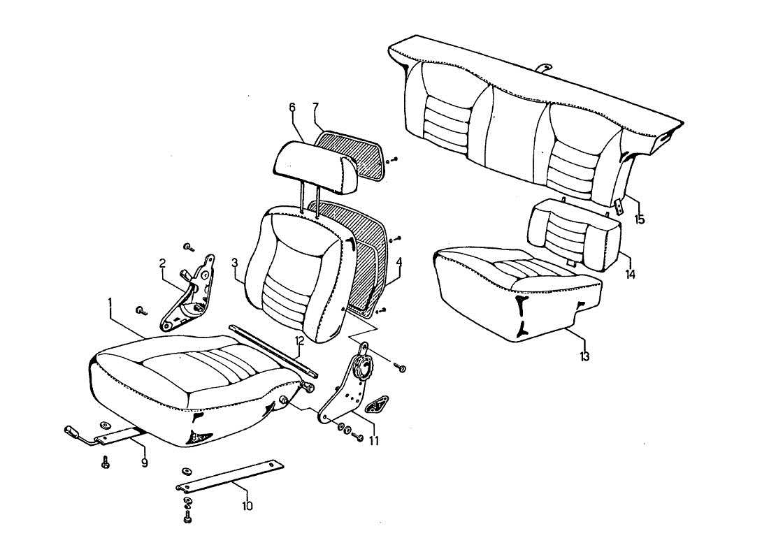lamborghini jarama vorder- und rücksitze teilediagramm