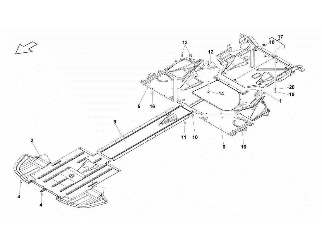 lamborghini gallardo lp560-4s update teilediagramm für rahmenbodenplatten