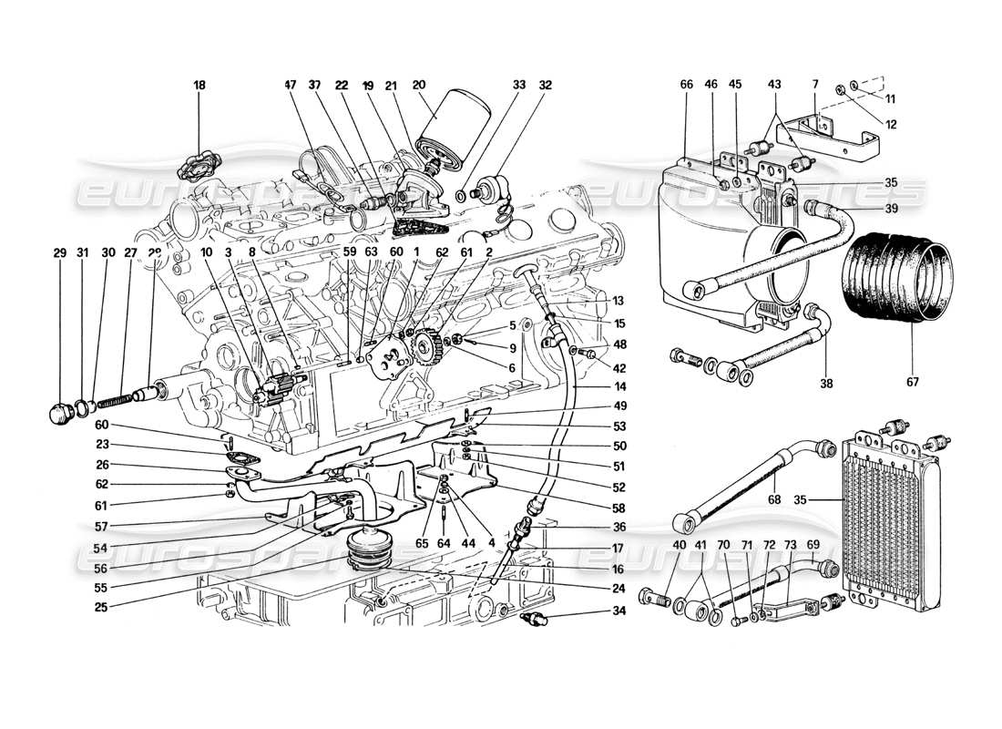 ferrari 328 (1985) schmiersystem teilediagramm