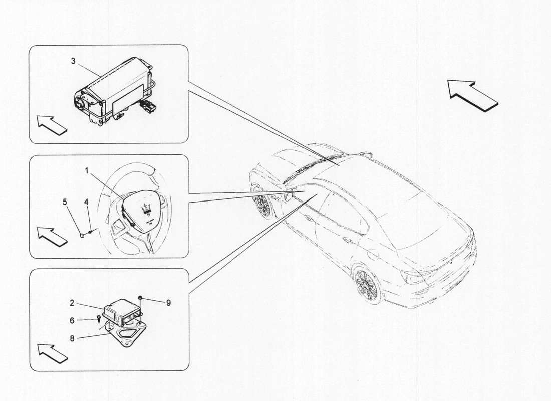 maserati qtp. v6 3.0 bt 410bhp 2wd 2017 front-airbag-system teilediagramm