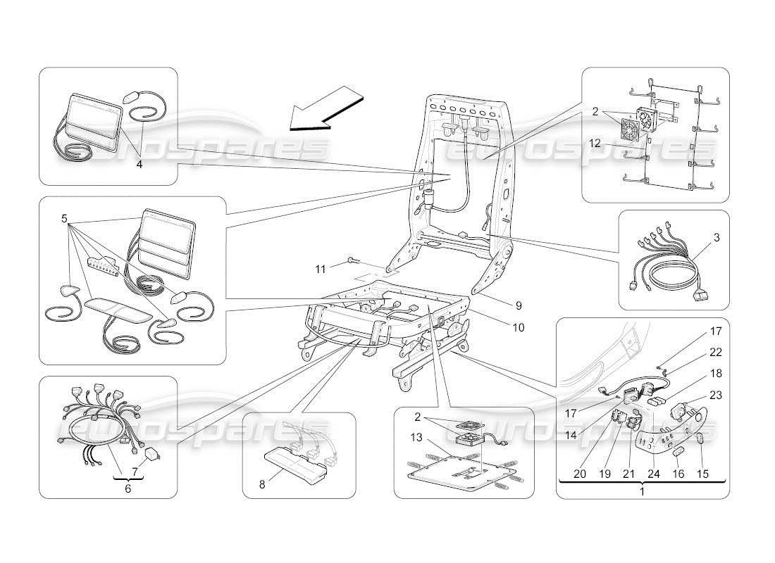 maserati qtp. (2011) 4.7 auto vordersitze: mechanik und elektronik teilediagramm