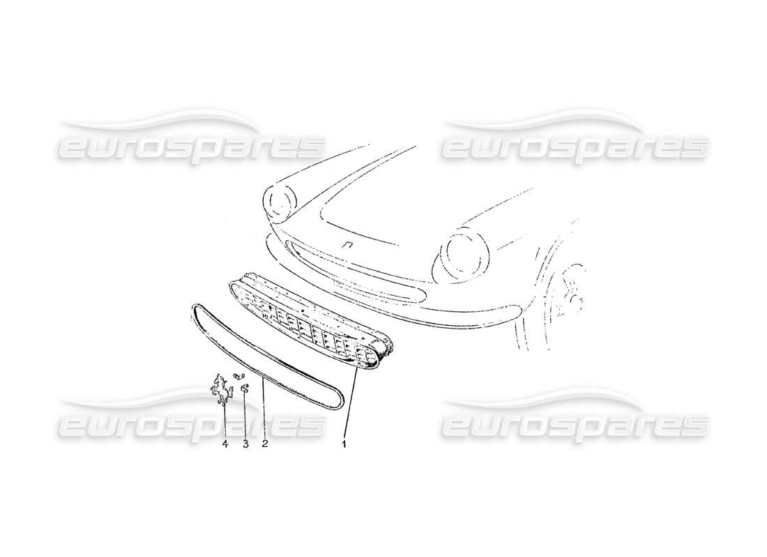 ferrari 275 (pininfarina coachwork) grupoo maschera radiatore teilediagramm