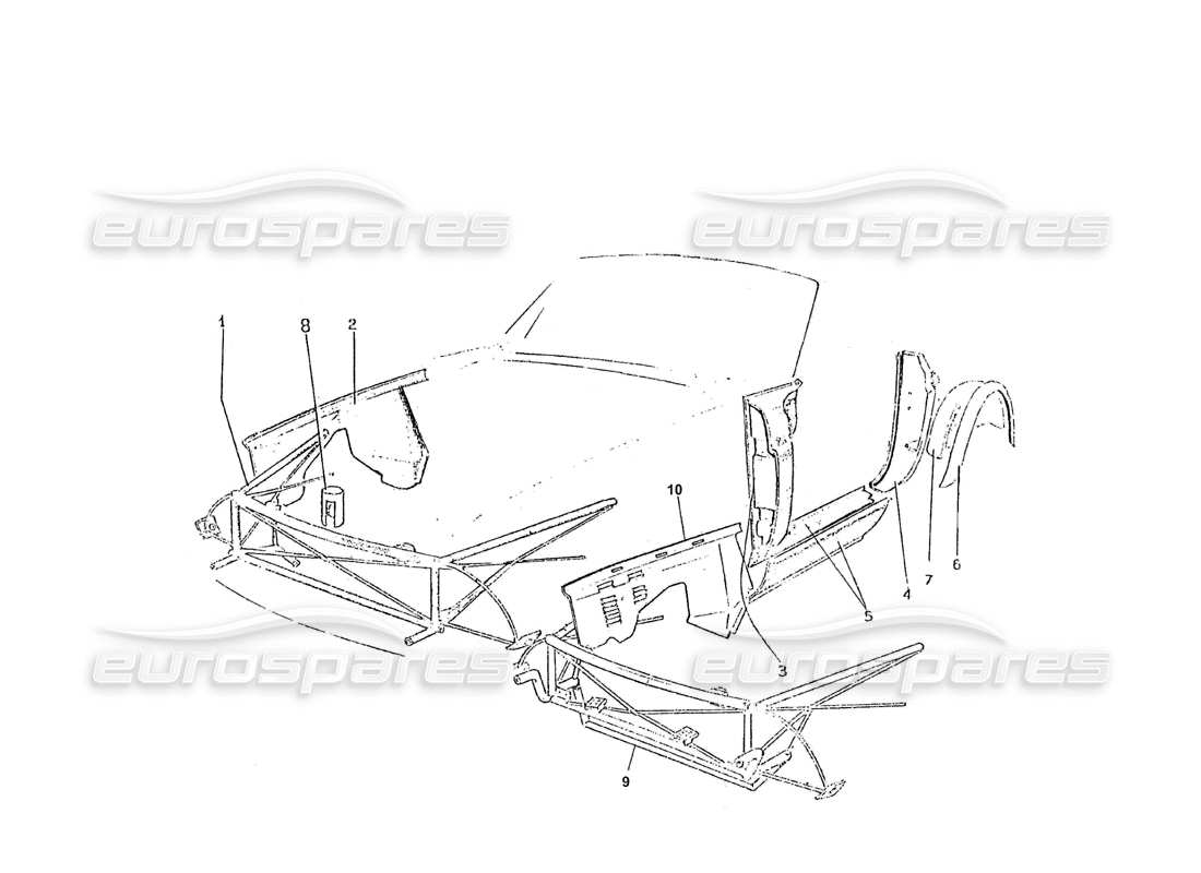 ferrari 275 (pininfarina coachwork) gruppo ossature-teilediagramm