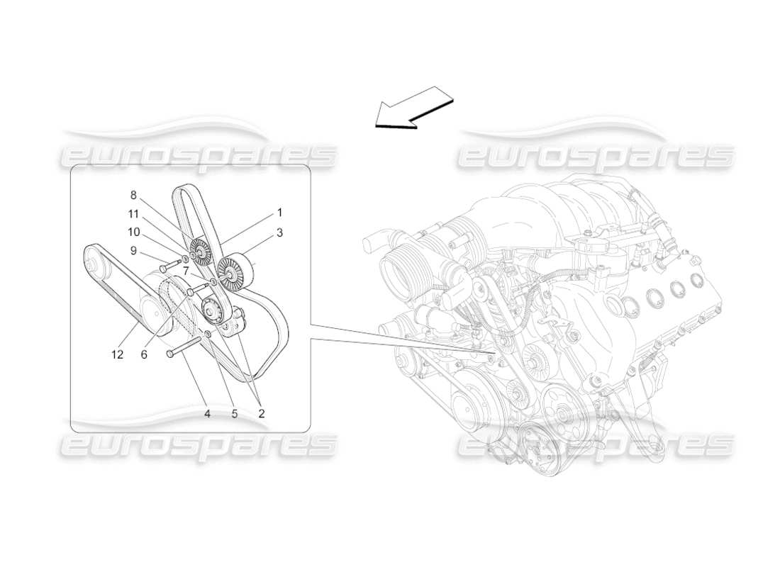 maserati grancabrio (2010) 4.7 zusatzgeräteriemen teilediagramm