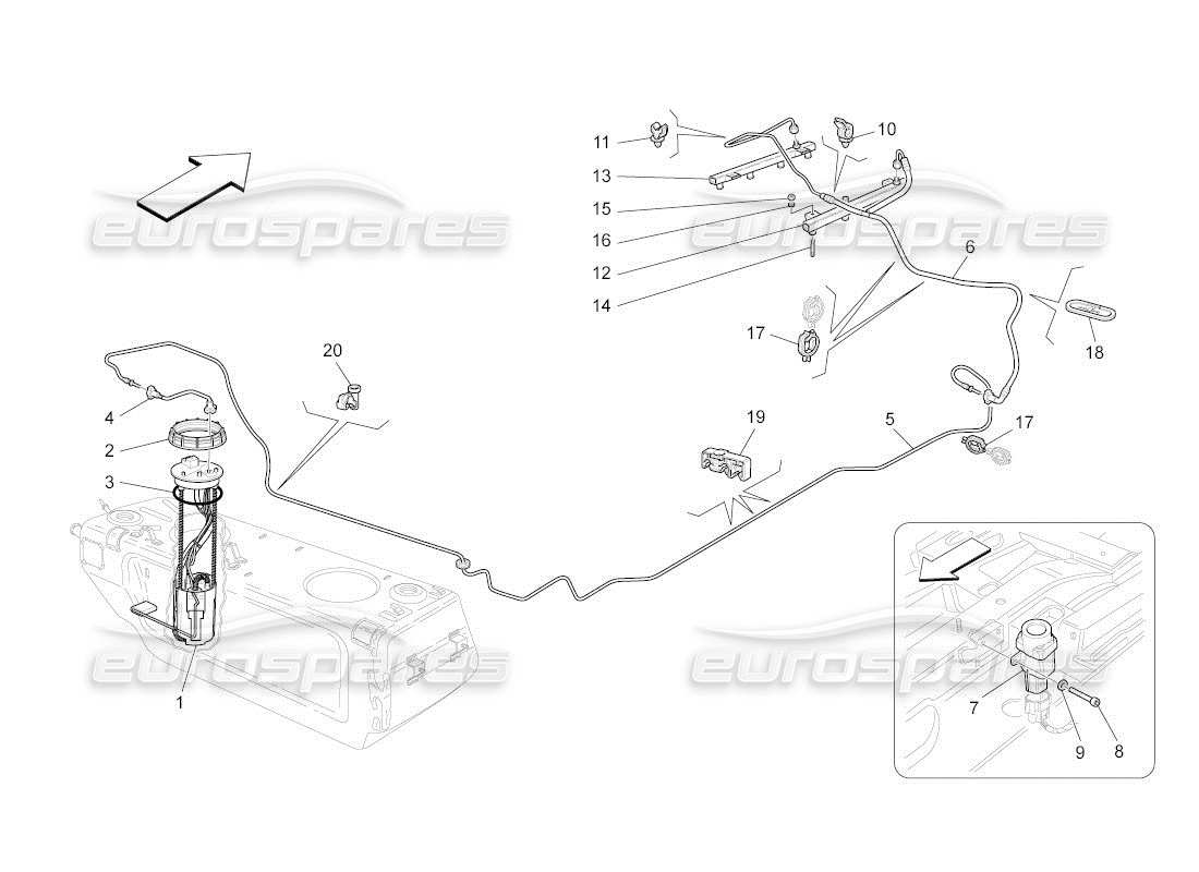 maserati qtp. (2011) 4.7 auto kraftstoffpumpen und anschlussleitungen ersatzteildiagramm