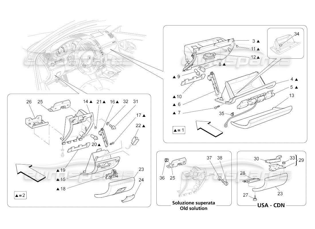 maserati qtp. (2011) 4.7 auto handschuhfächer ersatzteildiagramm