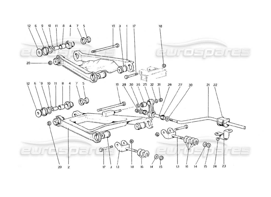 ferrari 308 gt4 dino (1979) hinterradaufhängung – stoßdämpfer und bremsscheibe teilediagramm