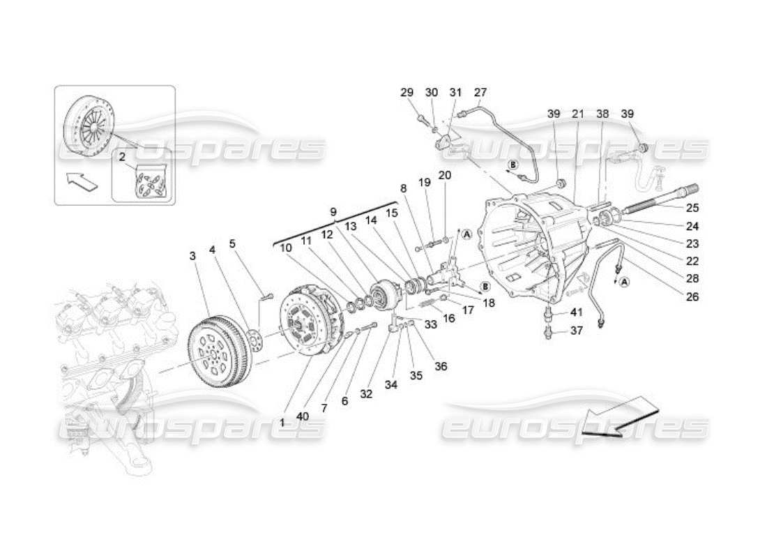 maserati qtp. (2005) 4.2 reibscheiben und gehäuse für f1-getriebe teilediagramm