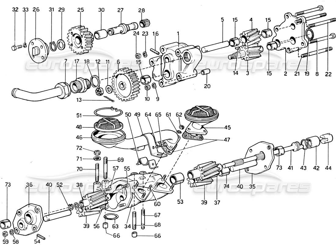 ferrari 365 gtb4 daytona (1969) motorölpumpe teilediagramm