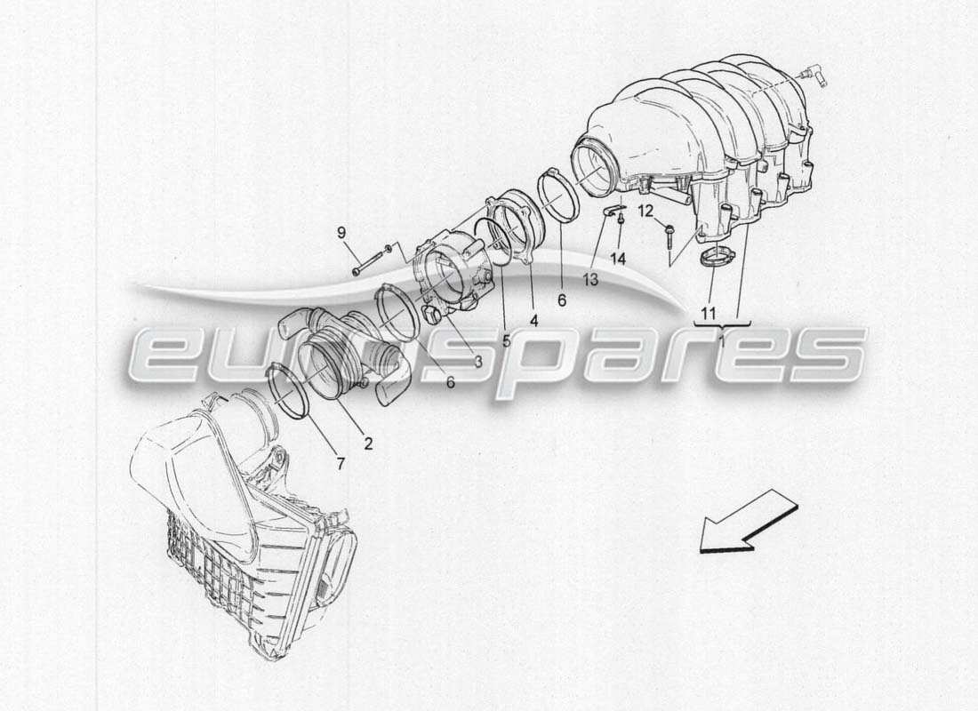 maserati grancabrio mc centenario ansaugkrümmer und drosselklappengehäuse teilediagramm