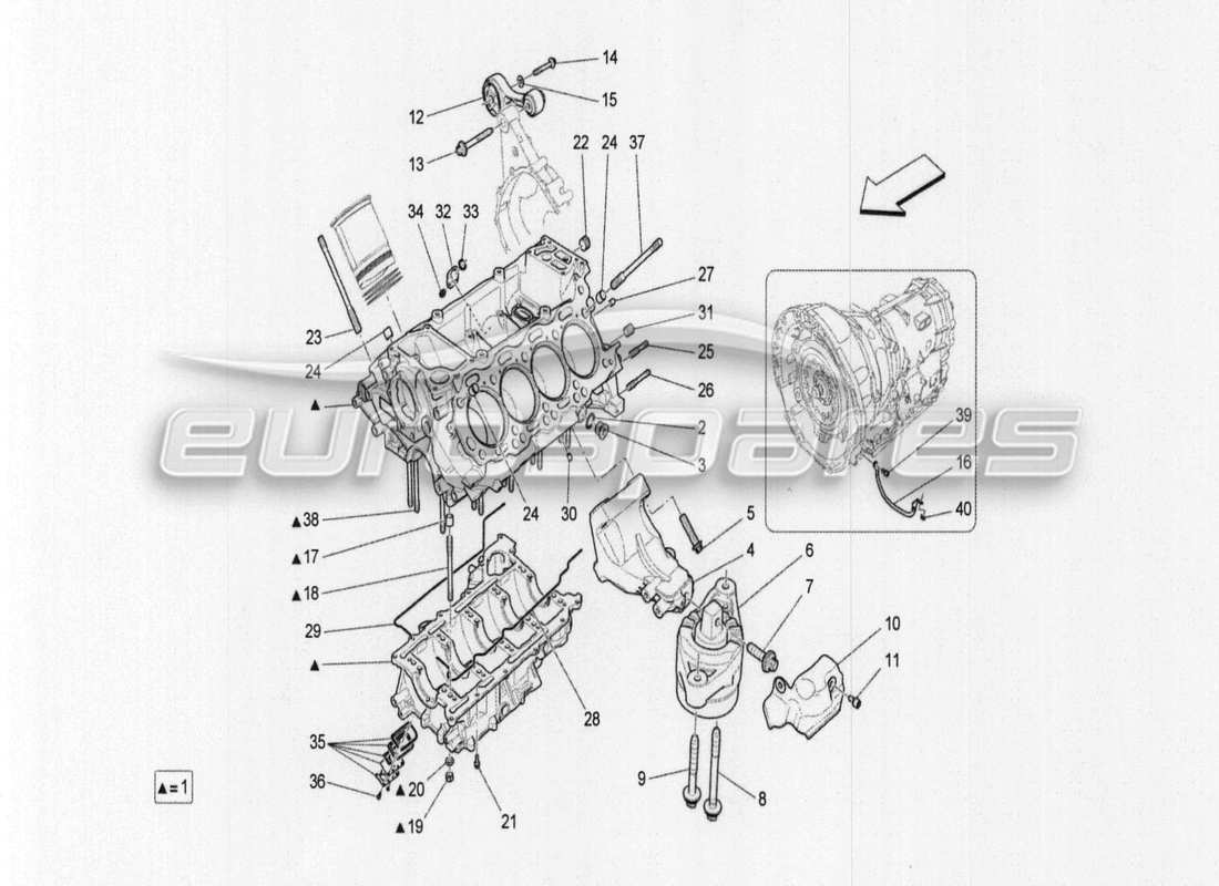 maserati qtp. v8 3.8 530bhp auto 2015 kurbelgehäuse-teilediagramm